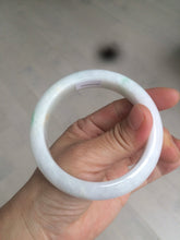 Load image into Gallery viewer, 57mm certified Type A 100% Natural sunny green/white Jadeite Jade bangle AC72-1479
