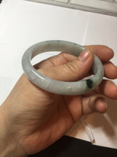 Load image into Gallery viewer, 52mm certified natural 100% natural Type A green white with green flying flowers oval jadeite jade bangle PB109-2439