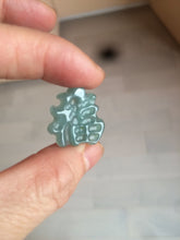 Load image into Gallery viewer, 100% Natural icy watery blue/green/gray jadeite jade blessed fortune pendant BG7
