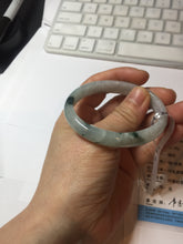 Load image into Gallery viewer, 49mm certified natural 100% natural Type A green white with green flying flowers oval jadeite jade bangle PB110-2435