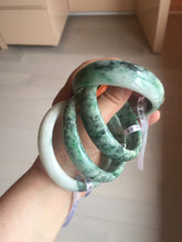 Load image into Gallery viewer, 51-60mm Certified Type A 100% Natural green/dark green Jadeite Jade bangle group F128
