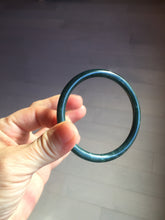 Load image into Gallery viewer, 60mm Certified Type A 100% Natural dark green/blue/gray with Guatemala slim round cut Jadeite bangle BG205-8850