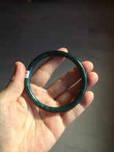 Load image into Gallery viewer, 60mm Certified Type A 100% Natural dark green/blue/gray with Guatemala slim round cut Jadeite bangle BG205-8850