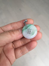 Load image into Gallery viewer, 23.5/4.9mm Type A 100% Natural green white Jadeite Jade Safety Guardian Button donuts Pendant BP115