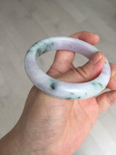 Load image into Gallery viewer, 54.4mm certified 100% natural Type A light purple with sunny green flying flowers jadeite jade bangle BL105-8717