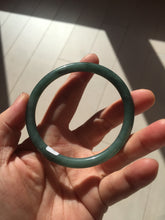 Load image into Gallery viewer, 59.5mm Certified Type A 100% Natural light green/blue/gray Guatemala slim round cut Jadeite bangle BP220-3800