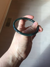 Load image into Gallery viewer, 59mm Certified Type A 100% Natural dark green/blue/gray with Guatemala slim round cut Jadeite bangle BG204-8847