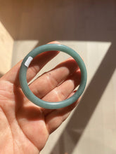 Load image into Gallery viewer, 48mm Certified Type A 100% Natural deep sea green/blue/gray/white oval round cut Guatemala Jadeite bangle KS95-2468