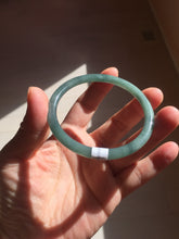 Load image into Gallery viewer, 59.5mm Certified Type A 100% Natural light green/blue/gray Guatemala slim round cut Jadeite bangle BP221-8433