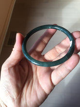 Load image into Gallery viewer, 59mm Certified Type A 100% Natural dark green/blue/gray with Guatemala slim round cut Jadeite bangle BG204-8847
