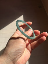 Load image into Gallery viewer, 59.5mm Certified Type A 100% Natural light green/blue/gray Guatemala slim round cut Jadeite bangle BP221-8433