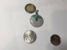 Load image into Gallery viewer, 23.5/4.9mm Type A 100% Natural green white Jadeite Jade Safety Guardian Button donuts Pendant BP115