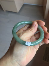 Load image into Gallery viewer, 54.5mm Certified type A 100% Natural dark green gray round cut Jadeite bangle PD44-9590