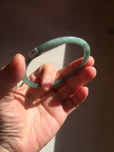 Load image into Gallery viewer, 61.5mm Certified Type A 100% Natural light green/blue/gray Guatemala slim round cut Jadeite bangle BP218-3809
