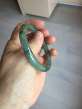 Load image into Gallery viewer, 54.5mm Certified type A 100% Natural dark green gray round cut Jadeite bangle PD44-9590