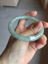 Load image into Gallery viewer, 55.5mm Certified type A 100% Natural  light green gray round cut Jadeite bangle PD43-9583