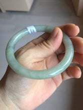 Load image into Gallery viewer, 55.5mm Certified type A 100% Natural  light green gray round cut Jadeite bangle PD43-9583