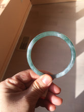 Load image into Gallery viewer, 59.5mm Certified Type A 100% Natural dark green/blue/gray with Guatemala slim round cut Jadeite bangle BG202-8832