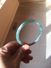 Load image into Gallery viewer, 59.5mm Certified Type A 100% Natural dark green/blue/gray with Guatemala slim round cut Jadeite bangle BG202-8832