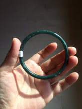 Load image into Gallery viewer, 59.5mm Certified Type A 100% Natural dark green/blue/gray with Guatemala slim round cut Jadeite bangle BG201-8853