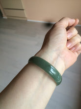 Load image into Gallery viewer, 51.6mm certified Type A 100% Natural oily dark green  thin style Jadeite jade bangle M87-2820