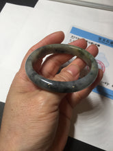 Load image into Gallery viewer, 49mm certified Type A 100% Natural icy watery yellow black(WuJi) oval Jadeite Jade bangle BM113-2674