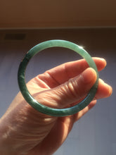 Load image into Gallery viewer, 57mm Certified Type A 100% Natural icy watery deep sea dark green/blue/gray/black slim round cut Guatemala Jadeite bangle AT114-2061