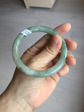 Load image into Gallery viewer, 55.5mm Certified type A 100% Natural  light green gray round cut Jadeite bangle PD41-9580