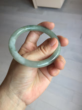 Load image into Gallery viewer, 55.5mm Certified type A 100% Natural  light green gray round cut Jadeite bangle PD41-9580