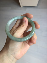 Load image into Gallery viewer, 55.5mm Certified type A 100% Natural  light green gray round cut Jadeite bangle PD41-9580