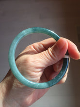 Load image into Gallery viewer, 58.5mm Certified Type A 100% Natural dark green/blue/gray with Guatemala slim flat round cut Jadeite bangle BG200-8830
