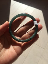 Load image into Gallery viewer, 57mm Certified Type A 100% Natural light green/blue/gray with black floating flowers Guatemala slim round cut Jadeite bangle BP213-1018