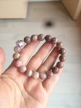 Load image into Gallery viewer, 10-10.3mm 100% natural pink/black rose stone (Rhodonite) bracelet SY41