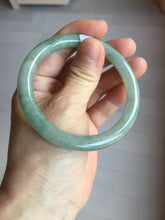 Load image into Gallery viewer, 55.8mm Certified type A 100% Natural  light green gray round cut Jadeite bangle PD40-9581