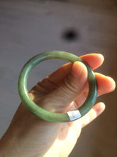 Load image into Gallery viewer, 50.5mm certificated Type A 100% Natural dark green/gray round cut oval Jadeite Jade bangle BK47-2879