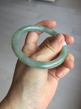 Load image into Gallery viewer, 55.8mm Certified type A 100% Natural  light green gray round cut Jadeite bangle PD40-9581
