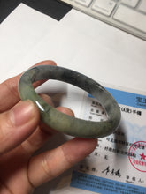 Load image into Gallery viewer, 49mm certified Type A 100% Natural icy watery yellow black(WuJi) oval Jadeite Jade bangle BM113-2674