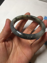 Load image into Gallery viewer, 49mm certified Type A 100% Natural icy watery yellow black(WuJi) oval Jadeite Jade bangle BM113-2674