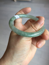 Load image into Gallery viewer, 55.8mm Certified type A 100% Natural  light green gray round cut Jadeite bangle PD40-9581
