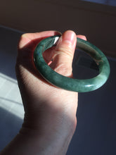 Load image into Gallery viewer, 57.2mm certified natural Type A oily dark green/black jadeite jade bangle BG77-0408