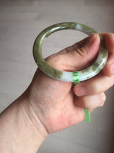 Load image into Gallery viewer, 53.6mm 100% natural Type A brown green white flat round cut jadeite jade bangle F58-7010
