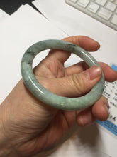 Load image into Gallery viewer, 55mm certified 100% natural Type A light green with green floating flowers round cut jadeite jade bangle BS106-2540