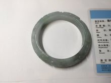 Load image into Gallery viewer, 55.5mm Certified Type A 100% Natural light green with carved Ancient Coin, Auspicious Cloud, and Lingzhi Jadeite Jade bangle PA75-6260