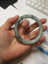 Load image into Gallery viewer, 55mm certified 100% natural Type A light green with green floating flowers round cut jadeite jade bangle BS106-2540