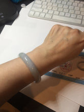 Load image into Gallery viewer, 53.5mm Certified Type A 100% Natural light green white oval Jadeite bangle AU2-3837