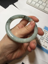 Load image into Gallery viewer, 55mm certified 100% natural Type A light green with green floating flowers round cut jadeite jade bangle BS106-2540