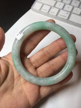 Load image into Gallery viewer, 56.5mm 100% natural type A white/sunny green round cut jadeite jade bangle BL108