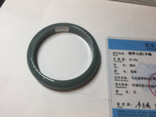 Load image into Gallery viewer, 60.9mm Certified Type A 100% Natural deep sea dark green/blue/gray/black Guatemala Jadeite bangle PB115-6428