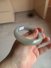 Load image into Gallery viewer, 53.5mm certified 100% natural Type A icy watery green/gray jadeite jade bangle AF86-0223