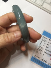 Load image into Gallery viewer, 60.9mm Certified Type A 100% Natural deep sea dark green/blue/gray/black Guatemala Jadeite bangle PB115-6428
